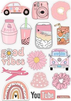 the stickers are all different colors and shapes, including donuts, watermelon,