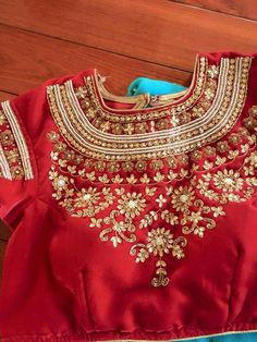 Maggam Designs, Blouses Designs, Kids Blouse, Cloth Design, Bead Embroidery Tutorial, Aari Work Blouse, Elegant Blouse Designs, Embroidery Tutorial, Red Blouse