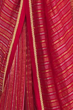 Shop for Pranay Baidya Red Chanderi Striped Saree for Women Online at Aza Fashions Striped Saree, Saree Red, Saree For Women, Red Saree, Embroidered Fabric, Lace Border, Not For Sale, Sarees Online, Silver And Gold