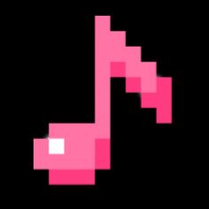 the pixel art is pink and black