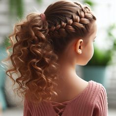 French Braid Hairstyle for Girl Kids with Short curly hairs Short Flower Girl Hair, Flower Girl Hairstyles With Braids, Wedding Hair For Girls Kids, Flower Girl Hairstyles Curly Hair, Toddler Updo Hairstyles Wedding, Curly Hairstyles For Girls Kids, Flower Girl Hairstyles Short Hair, French Braid Hairstyles For Kids, Hair Styles For Curly Hair Kids