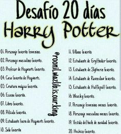 a poster with the words desaffo 20 dias harry potter written in spanish