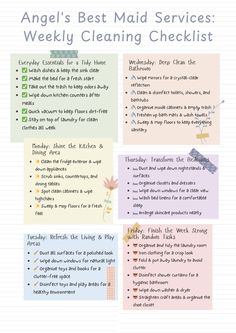 the best maid services checklist for cleaning your home info sheet with text overlay