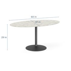 the height of a round table with a base and an area for it to be placed on