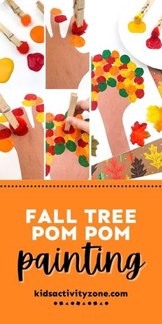 the fall tree pom pom painting is an easy and fun art project for kids