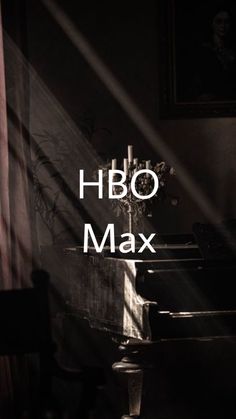 the words hbo max are shown in front of an image of a table and chairs