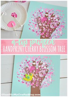 handprint cherry blossom tree craft for kids