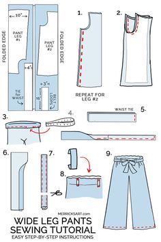 sewing instructions for wide leg pants