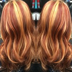 Chunky Highlights  Hair By Alexis Cruz Russell Orange Chunky Highlights, Physical Manifestation, Half Dyed Hair, Hair References, Highlights Ideas, Hair Color Orange, Chunky Highlights