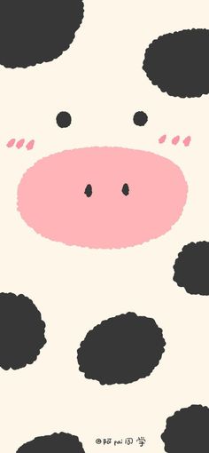 a pink cow with black spots on it's face