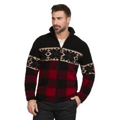 Stay warm in the Chaps Men's Full Zip Sherpa Sweater, designed with soft sherpa and a front zipper for easy on and off. Equally cozy and stylish, it's one of the best winter sweaters for men. Size: XL.  Color: Black.  Gender: male.  Age Group: adult. Mens Shawl Collar Cardigan, Male Sweaters, Sherpa Sweater, Winter Knit Sweater, Fall Outfits Men, Boatneck Sweater, Sherpa Jacket, Warm Sweaters, Mens Fall