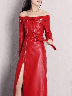 SHANE Leather Maxi Dress – ZCRAVE Leather Maxi Dress, Pu Leather Dress, Red Leather Skirt, Leather Dress Women, Fall Maxi, Designer Leather Jackets, Leather Midi Dress, Maxi Dresses Fall, Wool Blend Jacket