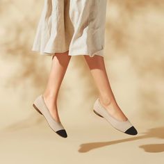 Tamia 2.0 Almond-Toe Ballet Flats in Almond & Black | VIVAIA Sustainable Shoes, Shoes Trends, Shoes Boots Heels, Mules Sandals, Most Comfortable Shoes, Boots Heels, Medical Professionals, Recycle Plastic Bottles, Recycled Plastic