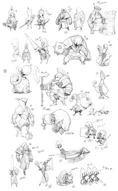 an image of some cartoon character sketches