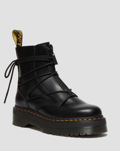 Jarrick II Laced Leather Platform Boots | Dr. Martens Jadon Boots, Leather Platform Boots, Dr Shoes, Black Platform Boots, Mode Inspo, Black Leather Boots, Platform Boots, Shoe Game