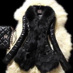 Slim Faux Fox Fur Colla rjacke Coat – Toadds Faux Fox Fur Coat, Fur Collar Jacket, Fur Leather Jacket, Fur Collar Coat, Leather Outerwear, Perfect Coat, Pu Leather Jacket, Fox Fur Coat, Black Faux Fur