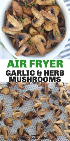 air fryer garlic and herb mushrooms on the grill