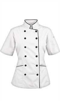 Women's Tailored Chef Coat with Piping