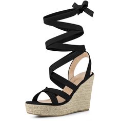 Shop Allegra K for Espadrilles Platform Heel Lace Up Wedge Sandals you are looking for, get more women's Wedges for yourself. Order now! Free Returns！ Pvc Heels, Lace Up Wedge Sandals, Platform Espadrille Sandals, Strappy Platform Sandals, Sandals Strappy, Platform Wedge Heels, Women's Espadrilles, Espadrilles Platform, Dress Shorts