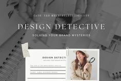 a person holding a magnifying glass next to a notepad with the words design detective