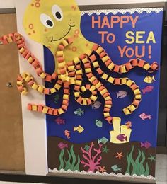 a bulletin board with an octopus on it