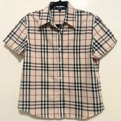 Burberry Women Shirt (Auth.) Size Lrg. Fits Like Med. Excellent Condition Worn 2x Accepting Reasonable Offers Share 4 Share Burberry Tops, Burberry Women, Burberry, Button Down Shirt, Colorful Shirts, Womens Shirts, Womens Tops, Red, Women Shopping