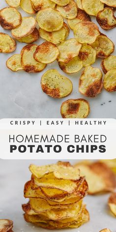 homemade baked potato chips with text overlay