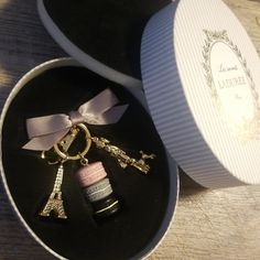 Adorable Bag Charm Les Secrets Ladure Paris Macaroon Pink,Grey,Black Eiffel Tower Poodle With Lady New In Box With Tags Beautiful Colors And Awesome Goodsize Bag Charm Or Keychain Paris Keychain, Black Eiffel Tower, Laduree Paris, Cute Bags, Macaroons, Pink Grey, Eiffel Tower, Beautiful Colors, The Secret