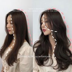 Korean Hairstyle Ideas, Korean Long Hair, Hairstyle For Prom, Haircuts For Long Hair With Layers, Bangs Straight, Haircut Tutorial, Haircut Straight, Wolfcut Haircut