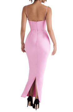 Be the highlight of every glam event in this stunning corset dress cut from silky satin in a curvaceous silhouette for an elegantly seductive look. Exclusive retailer 59 1/2" length Cowl neck Spaghetti straps Polyester/elastane Dry clean Imported Party Satin Corset Dress With Boning, Satin Corset Dress With Boning For Night Out, Satin Dress With Boning And Sweetheart Neckline, Satin Dress With Sweetheart Neckline And Boning, Strapless Corset Dress With Boning For Prom Season, Satin Dress With Boned Bodice For Night Out, Satin Corset Back Dress For Party, Satin Party Dress With Boned Bodice, Night Out Dresses With Boned Bodice In Satin