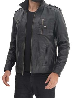 ► PREMIUM QUALITY - This Mens Leather Jacket is crafted in high-grade sheepskin leather beautifully soft touch & Supple. Leather ► COMFORTABLE: This Black Leather Jacket For Men is super comfortable to wear thanks to its high quality and durable 100% leather material. The Jacket offers comfort, style, protection from wind and weather. ✔ SIZING: This is a modern fit jacket. To ensure it fits properly please refer to our size chart provided in the image gallery. For example, if your chest meas Black Leather Biker Jacket With Ykk Zipper, Black Leather Jacket With Ykk Zipper, Black Leather Biker Jacket With Zipper Closure, Urban Black Leather Jacket With Ykk Zipper, Black Urban Leather Jacket With Ykk Zipper, Black Leather Jacket With Zipper Closure, Mens Leather Jacket, Leather Jacket Mens, Leather Jacket For Men