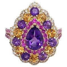 Check out this item from 1stdibs! Amethyst Topaz Sapphire and Diamond 14 Karat Yellow Gold Cocktail Ring: https://www.1stdibs.com/id-j_14399652 Gold Plates, Yellow Gold Cocktail Ring, Red Sapphire, Gold Cocktail Ring, Gold Cocktail, Diamond Cocktail Rings, Sapphire Diamond Ring, Yellow Sapphire, Multi Stone