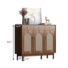 the sideboard is shown with measurements for it