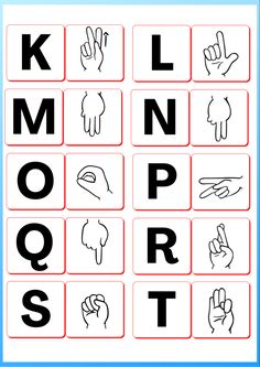 an alphabet game with hand symbols and letters