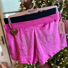 New Juicy Couture Velour Pink And Black Juicy Boxer Shorts. Perfect For Sleeping Or Lounge Wear Around The House. Perfect Gift For Her. Christmas Valentines Day. Elastic Waist. Super Soft. 2 Pack. Comes With Pink Hanger Keywords Target, Target Bullseye, Target Dollar Spot, Pinkmas, Home Goods, Tj Maxx, Ross, Christmas, Holiday Gift, Snowflakes, Cupcake And Cashmere, Hearth And Hand, Studio Mcgee, Tik Tok, Barbie, Tree, Reindeer, Gingerbread Man House, Ornament Mug Garland Nutcracker Toy Santa Vi Pink Short Length Boxer Briefs For Loungewear, Pink Short Boxer Briefs For Loungewear, Fitted Pink Pajama Shorts, Pink Fitted Shorts For Pajama Party, Fitted Pink Pajama Shorts For Pajama Party, Barbie Tree, Sleep Pajamas, Pink Hangers, Black Sleepwear