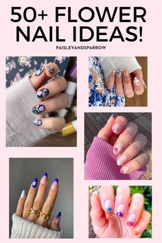 Here are over 50 flower nail designs that you will love! These are perfect nail designs for spring. Creative Nail Ideas, Nail Designs For Spring, Chic Minimalist Style, Chic Manicure, Art Nail Designs, Olive And June, Daisy Nails