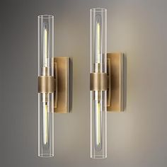 ZHTIECHUI Brass Wall Sconces Set of Two, 22.8" Sconces Wall Lighting 2-Light, Gold Bathroom Vanity Wall Sconces, Glass Tube Wall Sconces, Indoor Wall Sconces for Bathroom, Bedroom, Vanity, Hallway Bathroom Lights Over Mirror, Gold Sconces, Brass Wall Sconces, Bedside Wall Lights, Light Fixtures Bathroom Vanity, Modern Wall Lamp, Vanity Light Fixtures, Indoor Wall Sconces, Bathroom Sconces