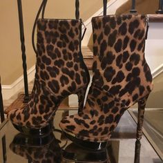 Brian Atwood Cheetah Hair Boots. Good Condition Cheetah Hair, Brian Atwood Shoes, Brian Atwood, Bootie Boots, Ankle Boots, Women Shoes, Boots, Hair, Black