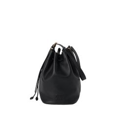 Miu Miu bucket bag in fine calf leather  Adjustable buckle shoulder strap  Drawstring closure  Approx. 11.4"H x 6.7"W x 5.1"D Made in Italy Classic Miu Miu Bags For Everyday, Timeless Bucket Bag With Detachable Strap, Formal Miu Miu Shoulder Bag, Timeless Evening Bucket Shoulder Bag, Miu Miu Shoulder Bag With Adjustable Strap For Travel, Miu Miu Leather Evening Shoulder Bag, Elegant Miu Miu Leather Shoulder Bag, Elegant Miu Miu Shoulder Bag For Travel, Classic Evening Bucket Bag With Leather Handles