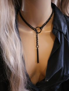 Black Steel Lariat Choker Wrap Necklace Set & Bar Pendant Dark Academia Aesthetic Statement Handmade Jewelry Gift for Her, Punk and Gothic - Etsy Chunky Goth Jewelry, Sapphic Jewelry, Grungy Jewelry, Diy Gothic Jewelry, Whimsigoth Accessories, Dark Academia Necklace, Alternative Necklace, Dark Academia Jewelry, Thigh Jewelry