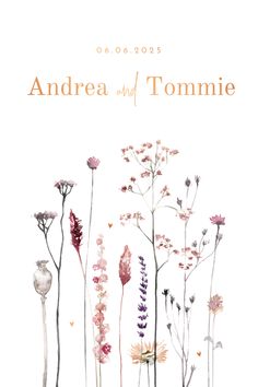 the front cover of a book with watercolor flowers and plants in pink, yellow, purple