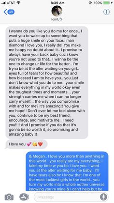 two texts that are being used to describe someone's love for him and her