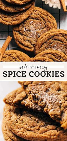 soft and chewy spice cookies stacked on top of each other