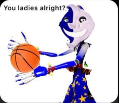 a cartoon character is holding a basketball