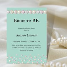 a bride to be card with pearls on it