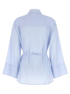 100% POLYESTER Chic Blue Blouse With Spread Collar, Elegant Light Blue Spread Collar Tops, Chic Light Blue Tops For Formal Occasions, Chic Light Blue Formal Top, Elegant Light Blue Blouse For Daywear, Elegant Light Blue Top For Daywear, Ruffles Shirt, Shirt With Ruffles, Light Blue Shirt