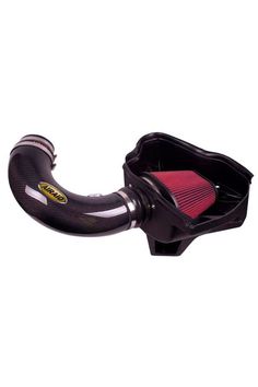 a black and red exhaust pipe on a white background