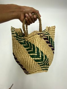 Exotic hand made basket bag made from natural fibres Very nice looking and original style from the exotic Papua New Guinea. When you carry this bag, a little touch of this exotic island will always be with you.  Depth: 26cm Width: 10cm  Length: 18cm Natural Palm Leaf Bags With Braided Handles, Woven Natural Fiber Basket Bags, Eco-friendly Top Handle Natural Bucket Bag, Natural Basket-shaped Palm Leaf Bag, Natural Palm Leaf Basket Bag, Natural Woven Basket Beach Bag, Basket Jute Bags With Bamboo Handle, Natural Handwoven Basket Beach Bag, Natural Basket-shaped Handwoven Beach Bag