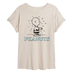 She will love showing off her style with this Juniors' Peanuts Charlie Brown Snow Oversized Tee. FEATURES Short sleeves ScoopneckFIT & SIZING Oversized FitFABRIC & CARE Light Gray and Birch Colors: Cotton/Polyester ; Solid Colors: Cotton Machine wash Imported Size: Large. Color: Beige. Gender: female. Age Group: kids. Peanuts Charlie Brown, Trending Graphic Tees, Turtleneck Sweatshirt, Charlie Brown Peanuts, Oversized Pullover, Boyfriend Tee, Womens Fleece, How To Show Love, Oversized Tee