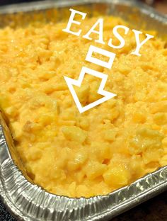 an easy macaroni and cheese casserole with the words easy on it